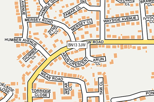 BN13 3JW map - OS OpenMap – Local (Ordnance Survey)