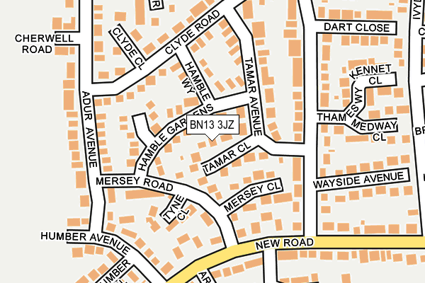 BN13 3JZ map - OS OpenMap – Local (Ordnance Survey)