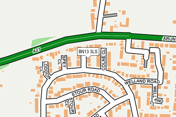BN13 3LS map - OS OpenMap – Local (Ordnance Survey)