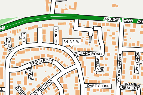 BN13 3LW map - OS OpenMap – Local (Ordnance Survey)