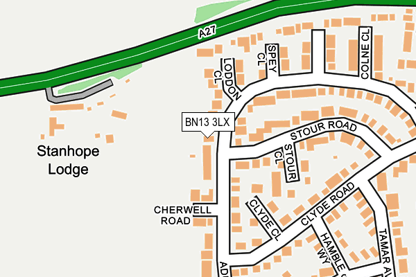 BN13 3LX map - OS OpenMap – Local (Ordnance Survey)