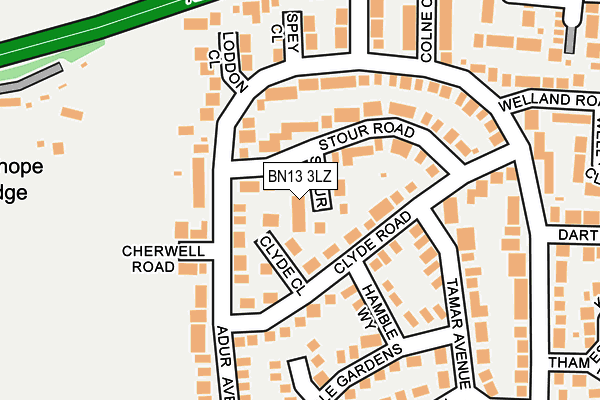 BN13 3LZ map - OS OpenMap – Local (Ordnance Survey)