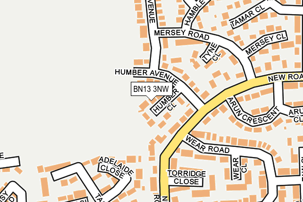 BN13 3NW map - OS OpenMap – Local (Ordnance Survey)