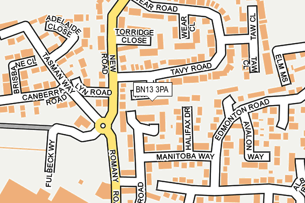 BN13 3PA map - OS OpenMap – Local (Ordnance Survey)