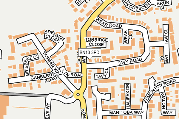 BN13 3PD map - OS OpenMap – Local (Ordnance Survey)