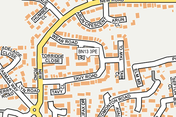 BN13 3PE map - OS OpenMap – Local (Ordnance Survey)