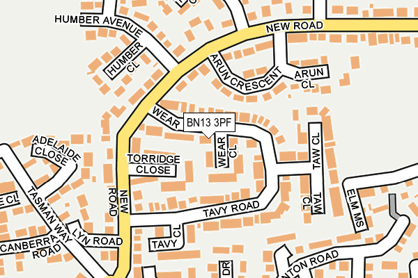 BN13 3PF map - OS OpenMap – Local (Ordnance Survey)