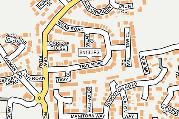 BN13 3PG map - OS OpenMap – Local (Ordnance Survey)