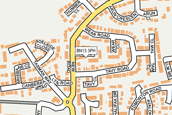 BN13 3PH map - OS OpenMap – Local (Ordnance Survey)