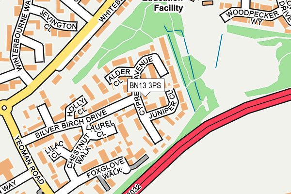 BN13 3PS map - OS OpenMap – Local (Ordnance Survey)