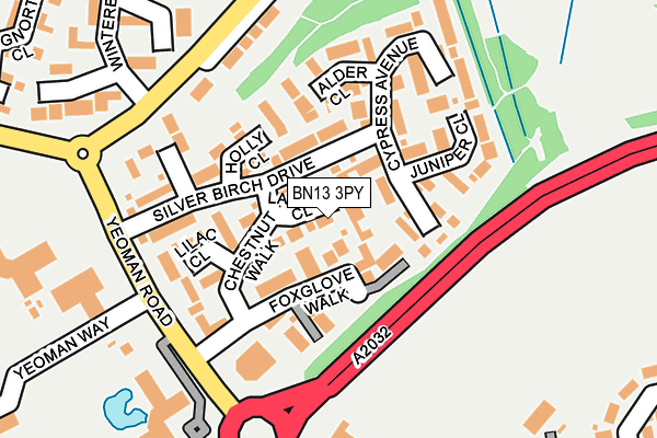 BN13 3PY map - OS OpenMap – Local (Ordnance Survey)
