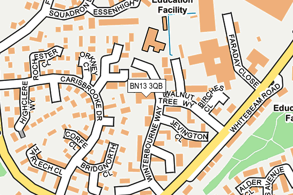 BN13 3QB map - OS OpenMap – Local (Ordnance Survey)