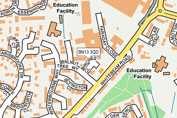 BN13 3QD map - OS OpenMap – Local (Ordnance Survey)