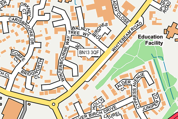 BN13 3QF map - OS OpenMap – Local (Ordnance Survey)
