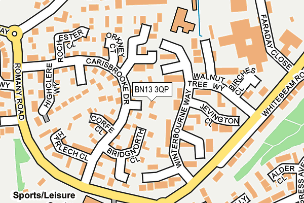 BN13 3QP map - OS OpenMap – Local (Ordnance Survey)