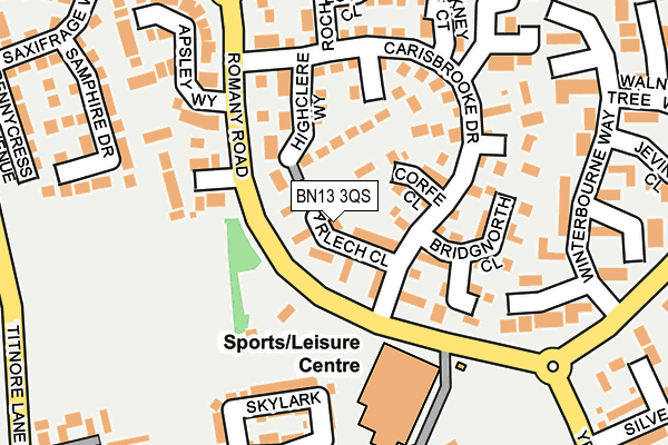 BN13 3QS map - OS OpenMap – Local (Ordnance Survey)