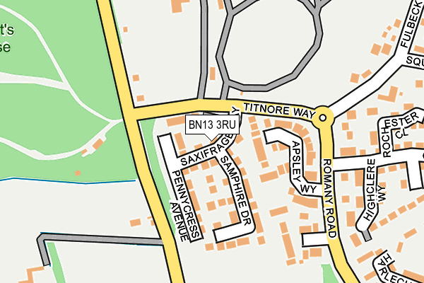BN13 3RU map - OS OpenMap – Local (Ordnance Survey)