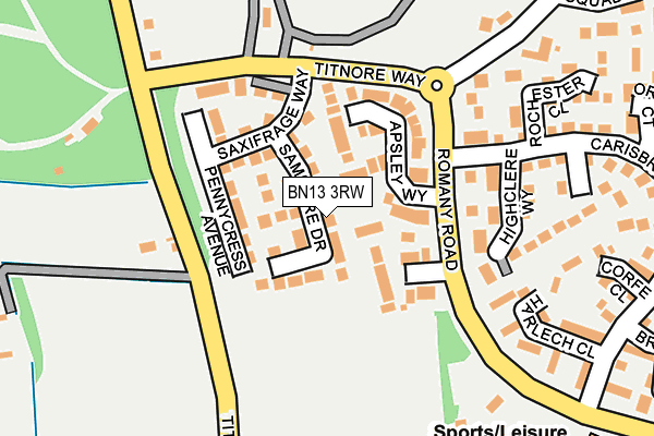 BN13 3RW map - OS OpenMap – Local (Ordnance Survey)
