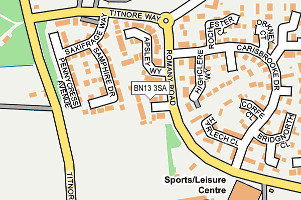 BN13 3SA map - OS OpenMap – Local (Ordnance Survey)