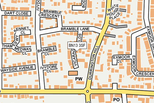 BN13 3SF map - OS OpenMap – Local (Ordnance Survey)