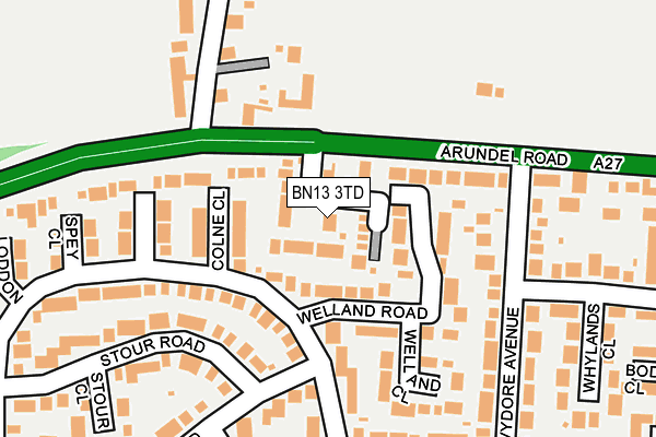 BN13 3TD map - OS OpenMap – Local (Ordnance Survey)