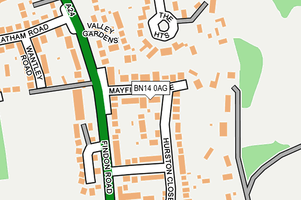 BN14 0AG map - OS OpenMap – Local (Ordnance Survey)