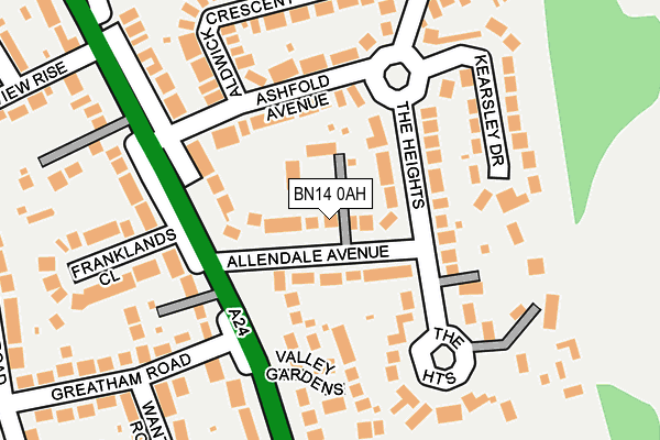 BN14 0AH map - OS OpenMap – Local (Ordnance Survey)