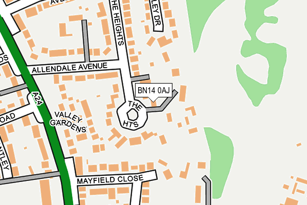 BN14 0AJ map - OS OpenMap – Local (Ordnance Survey)