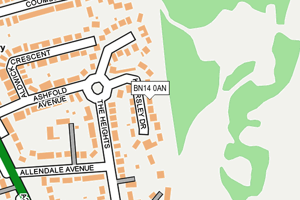BN14 0AN map - OS OpenMap – Local (Ordnance Survey)