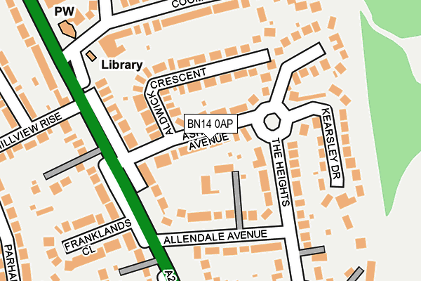 BN14 0AP map - OS OpenMap – Local (Ordnance Survey)