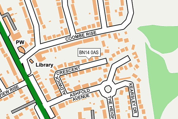 BN14 0AS map - OS OpenMap – Local (Ordnance Survey)