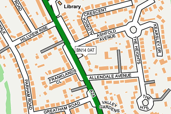BN14 0AT map - OS OpenMap – Local (Ordnance Survey)