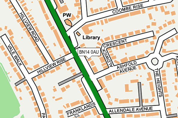 BN14 0AU map - OS OpenMap – Local (Ordnance Survey)