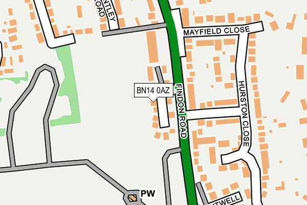 BN14 0AZ map - OS OpenMap – Local (Ordnance Survey)