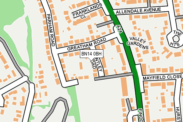 BN14 0BH map - OS OpenMap – Local (Ordnance Survey)