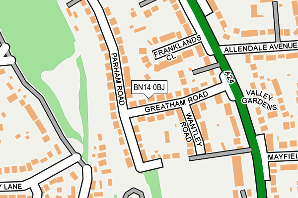 BN14 0BJ map - OS OpenMap – Local (Ordnance Survey)