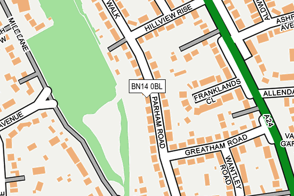 BN14 0BL map - OS OpenMap – Local (Ordnance Survey)