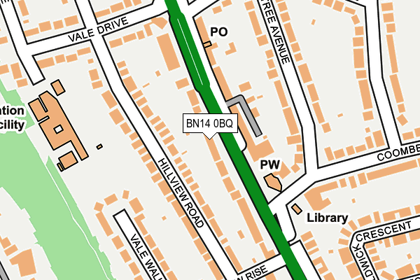 BN14 0BQ map - OS OpenMap – Local (Ordnance Survey)
