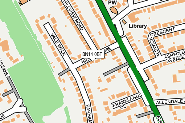 BN14 0BT map - OS OpenMap – Local (Ordnance Survey)
