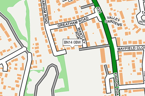 BN14 0BW map - OS OpenMap – Local (Ordnance Survey)