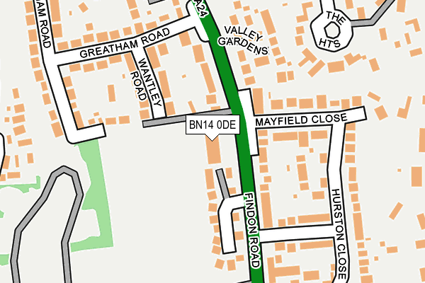 BN14 0DE map - OS OpenMap – Local (Ordnance Survey)