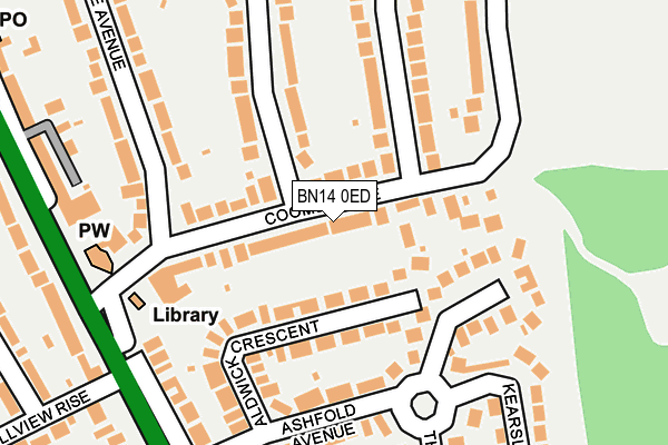 BN14 0ED map - OS OpenMap – Local (Ordnance Survey)