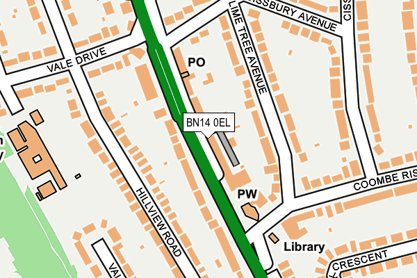 BN14 0EL map - OS OpenMap – Local (Ordnance Survey)