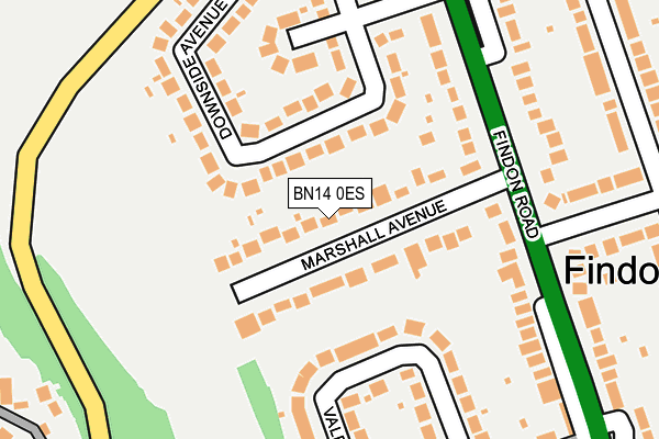 BN14 0ES map - OS OpenMap – Local (Ordnance Survey)