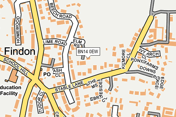 BN14 0EW map - OS OpenMap – Local (Ordnance Survey)