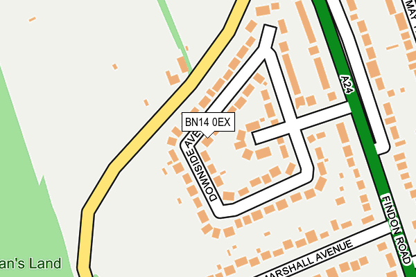BN14 0EX map - OS OpenMap – Local (Ordnance Survey)
