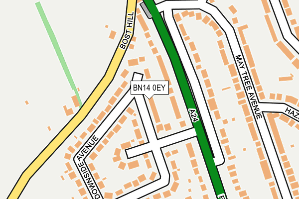 BN14 0EY map - OS OpenMap – Local (Ordnance Survey)