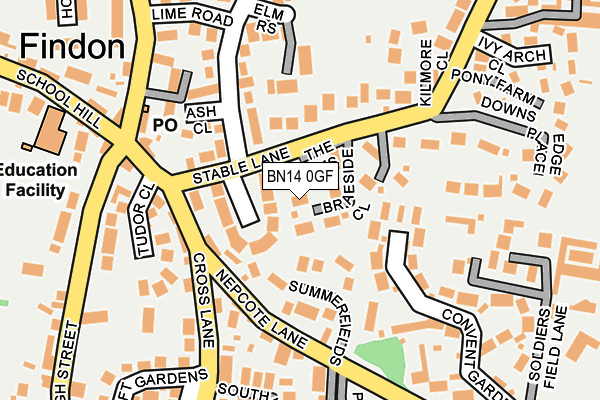 BN14 0GF map - OS OpenMap – Local (Ordnance Survey)