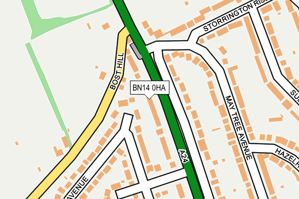 BN14 0HA map - OS OpenMap – Local (Ordnance Survey)