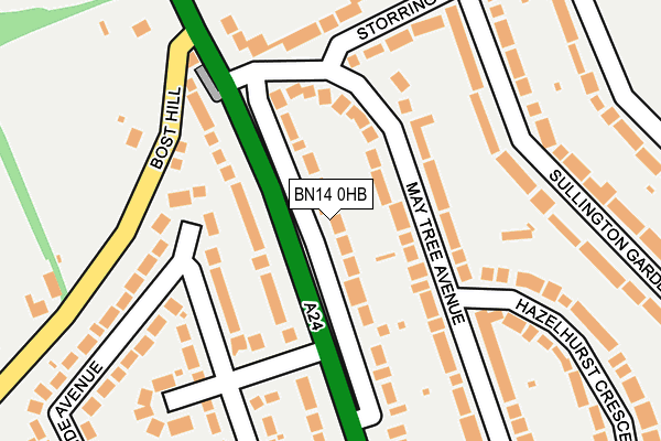 BN14 0HB map - OS OpenMap – Local (Ordnance Survey)